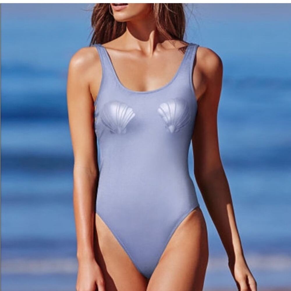 PINK Victoria's Secret purple seashell swimsuit size small one piece